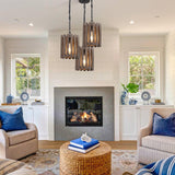 Farmhouse Rustic Pendant Light, 1-Light Round Cage Pendant Lighting Fixture with Adjustable Chain for Kitchen Island Hallway Dining Room Bar, Solid Wood wochos