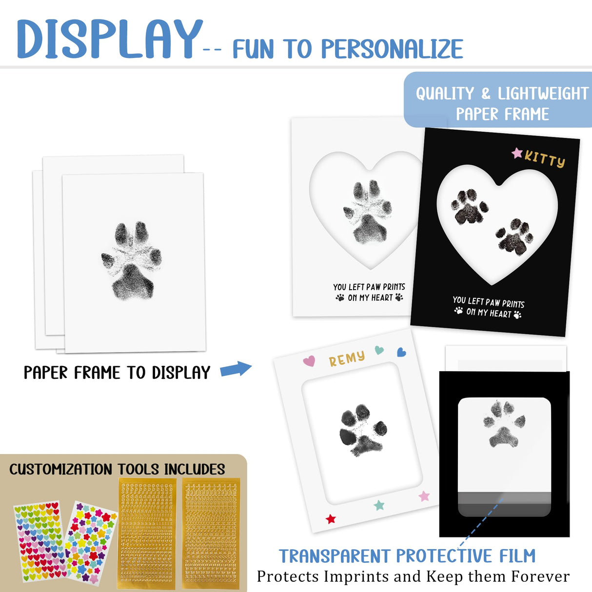 MYPAWLETS Paw Print Kit,Clean Touch/Inkless Ink Pad for Dog/Cat Pawprints,Paw Print Stamp Pad for Dogs,Dog Paw/Nose Print Kit Keepsake,Pet Paw Print Impression Kit with Frame,Gifts for Pet Parents-4M MYPAWLETS