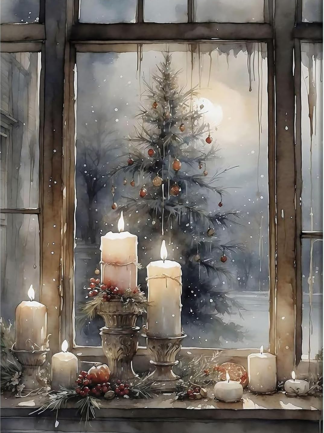 DAZZLEDOTS Diamond Art Kits for Adults, Christmas Diamond Painting Kits for Beginner Candle DIY 5D Full Drill Diamond Dots Crafts for Home Wall Decor Gifts 12x16 Inch DAZZLEDOTS