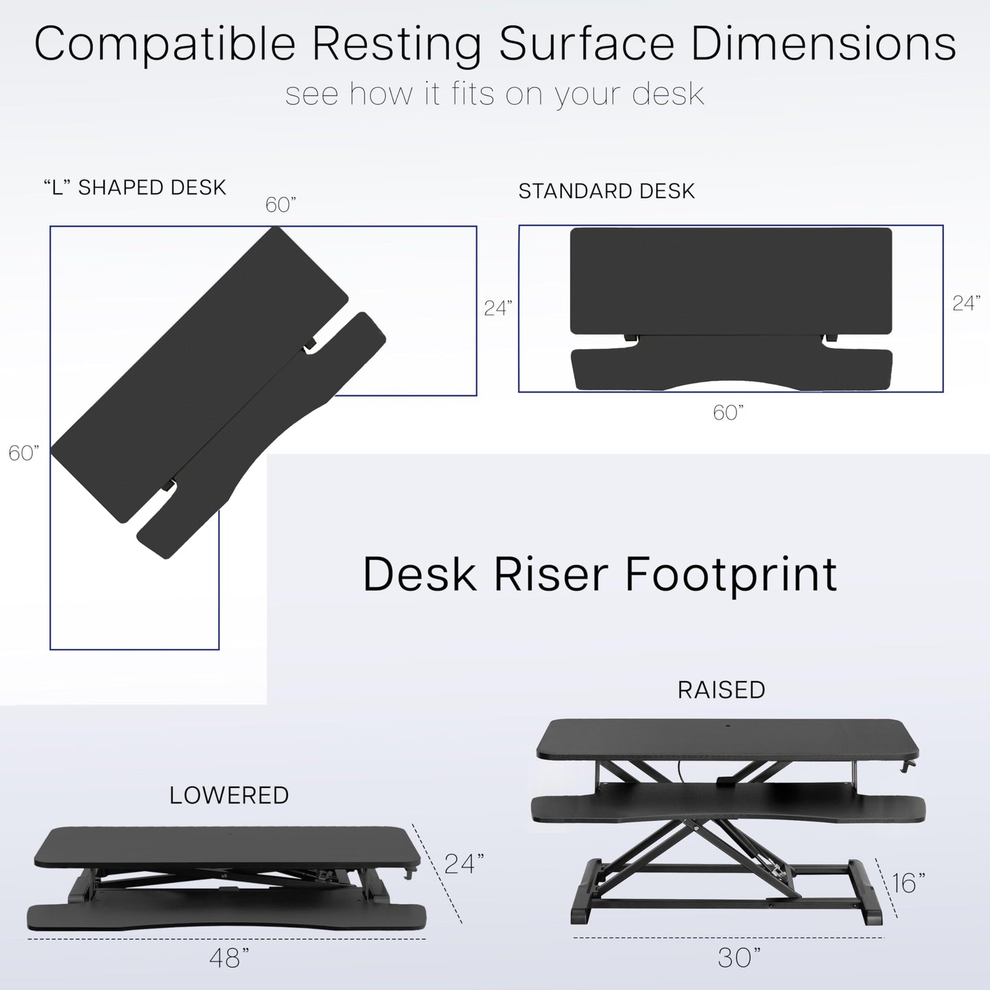 VIVO 48 inch Desk Converter, K Series, Height Adjustable Sit to Stand Riser, Dual Monitor and Laptop Workstation with Wide Keyboard Tray, Black, DESK-V048KB