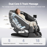 Real Relax Dual Core S Track Massage Chair,Full Body Recliner with Zero Gravity,Rocking Function,Back and Calf Heating,12 Auto Modes,Bluetooth,Foot Roller,Home or Office Use,Gray and Black Real Relax