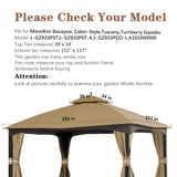 SCOCANOPY Replacement Top for 10x12 FT Gazebo Massillon Biscayne,Cabin-Style L-GZ933PST,Turnberry L-GZ933PCO-L,Tuscany L-GZ933PST-K (Beige Ripstop) SCOCANOPY