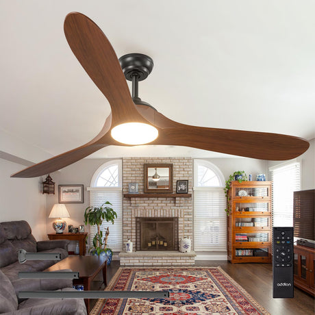 addlon Ceiling Fans with Lights, 60 Inch Indoor/Outdoor Ceiling Fan with Remote Control, Reversible, 3 Wood Blades, 6 Speeds, 3CCT Dimmable, Noiseless, Large Ceiling Fan for Patio, Gazebo, Farmhouse addlon