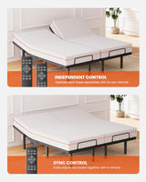 Amada Split King Adjustable Bed Frame with Massage, Adjustable Bed Base with 4 USB Ports & Under-Bed Nightlight, Head & Foot Incline, Electric Base with 4 Height Options, 01B-SK1 AMADA HOMEFURNISHING