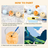 MXJSUA 4 Pack Beach Sea View Paint by Numbers Kit with Framed Canvas for Ages 6-12 Kids, Paint by Numbers Kits for Adult Beginners, Acrylic Oil Painting for Home Wall Decor Gift (8x8 inch) MXJSUA