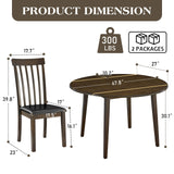 LUXOAK 7 Piece Round Dining Table, 48 inch Round Extendable Kitchen Table for 6 People, Solid Wood Modern Farmhouse Round Table Set Space Saving Small Space for Dining Room, Kitchen Living Room LUXOAK