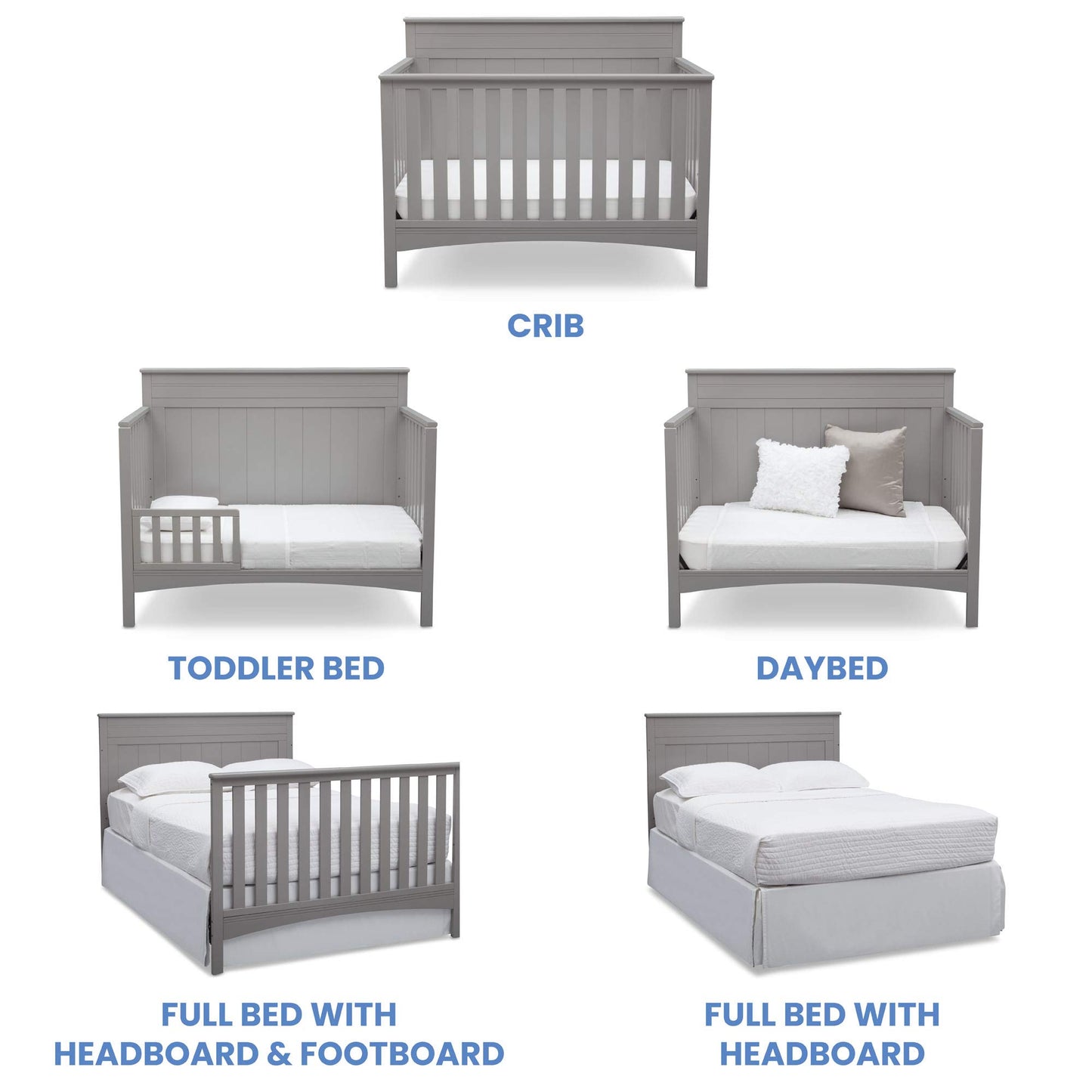 Delta Children Fancy 4-in-1 Convertible Baby Crib - Greenguard Gold Certified, Grey - WoodArtSupply