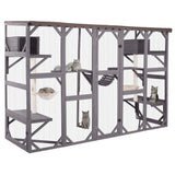 AIVITUVIN Catio Outdoor Cat Enclosure with Scratching Posts Large Wooden Cat House Playground Wall-Mounted Window Box Weatherproof Roof Aivituvin