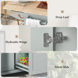 Merax Rolling Kitchen Island Cart on Wheels, Modern Kitchen Storage Cabinet with Drop Leaf & Big Drawers, Portable Island Table with Tower Rack for Dining Living Room, 28" Wide Countertop, Blue Merax