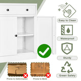 CJF Buffet Storage Cabinet, Storage Cabinet with Drawer & Adjustable Shelf, Metal Sideboard Kitchen Storage Cabinet for Coffee Bar, Bathroom, Living Room, Entryway, Home Office, Natural, Pantry CJF