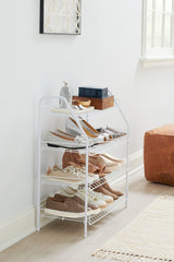 Rubbermaid 4-Tier Wire Shoe Rack, White, Simple Assemble, Storage Shelf for Organization in Bedroom/Closet Rubbermaid