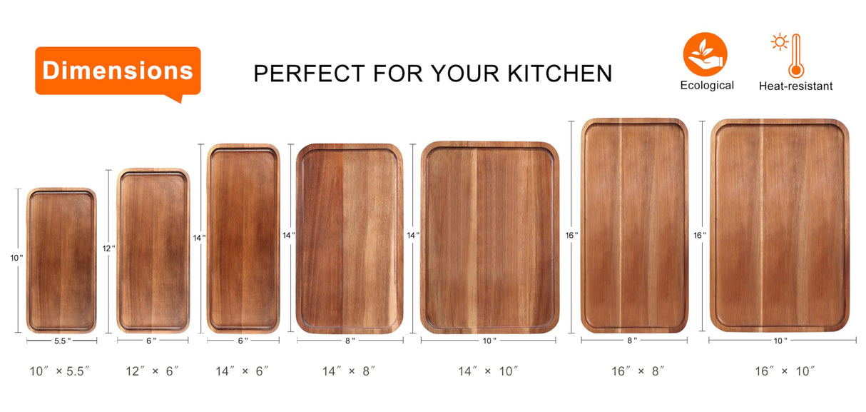 Small Wooden Platters Rectangle Long Charcuterie Boards Acacia Wood Serving Trays Home Decor Cheese Board Cake Appetizer Plates Kitchen Charcuterie Platter for Food Dish Rectangular Dessert Snack Tray Ayiaren