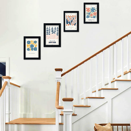 4x6 Picture Frame Set of 12, Wood Photo Frame for 4x6 Pictures, Tabletop or Wall Mount Display Picture Frames for Prints, Photos, Paintings, Landscape and Kids Artwork (Black) HappyHapi