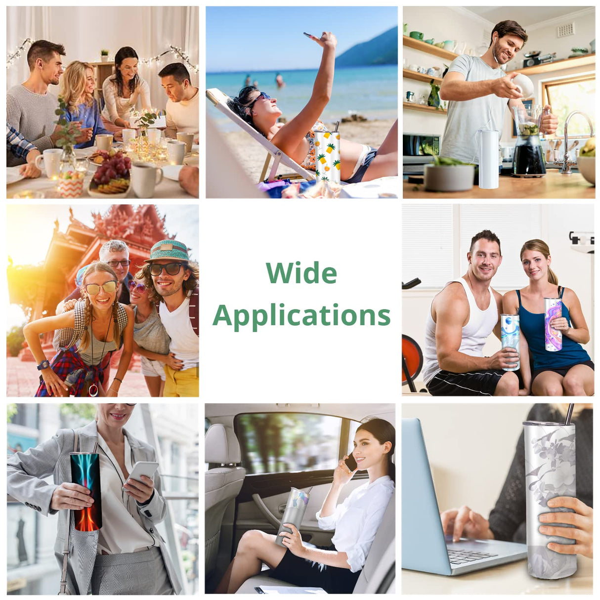 Sublimation Tumblers bulk 20 oz Skinny, 24 Pack Stainless Steel Double Wall Insulated Straight Sublimation Tumbler Cups Blank White with Lid, Individually Box,Polymer Coating for Heat Transfer ZONEGRACE