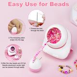 Electric Bead Spinner, Cordless Automatic 2-in-1 Clay Bead Bracelet Making Kit with 4200 PCS Clay Beads, Letter Bead, Seed Bead, Beading Needle and Thread Bracelet Maker for Jewelry, Craft Gift Choice Pskfvre