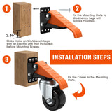 Ronlap Workbench Casters Wheels Kit 920 Lbs Capacity, Retractable Casters Set of 4 Heavy Duty Side Mount Casters 3" Lifting Casters Work Table Tool Bench Stepdown Castors Wheels 4 Pack Ronlap