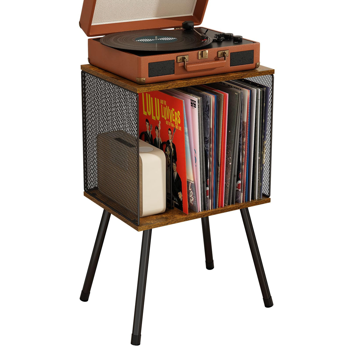 X-cosrack Record Player Stand with Storage up to 100 Albums, Retro Sma ...