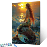 Tucocoo Mermaid Princess Paint by Number for Adults Sunrise Landscape DIY Oil Painting by Numbers Kits for Adults Beginner Gifts for Women Mermaid Lovers Fantasy Home Wall Decor 16x20Inch Frameless Tucocoo