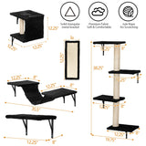 COZIWOW Wall Mounted Cat Furniture, Cat Wall Shelves and Perches, Floating Cat Shelves for Wall Set of 5 (Black) COZIWOW