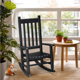VINGLI Outdoor Child’s Rocking Chair, All Weather Wooden Rocking Chair with High Backrest, Patio Rocker for Garden, Yard, Balcony, Wooden Rocker for 3-9 Years Old, Black VINGLI