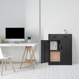 BESFUR Locking Storage Cabinet, Metal Cabinet with Oversized Drawer, Office Storage for Home, Garage, School - Black BESFUR