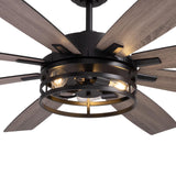 LuminFan 72 inch Large Ceiling Fans with Lights and Remote, Black Modern Ceiling Fan for Living Room, Patios, 6 Speed Reversible Quiet DC Motor, 8 Blades, Easy to Install LuminFan