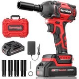 Revvstark Impact Wrench, Max Torque 295 Ft-lbs / 400 N.m Cordless 1/2 Impact Driver, 20V 3000RPM Brushless Motor, 2.0Ah Li-ion Battery and Fast Charger, 4 Pcs Sockets Included Revvstark
