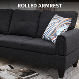 GlasFlength L Shaped Sectional Couch Sofa with Ottoman, Modern Couches for Living Room, Microfiber Facing, Bedroom GlasFlength