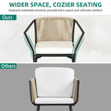 YITAHOME Wicker 3-Piece Outdoor Bistro Set, All-Weather Patio Conversation Set with Stackable Chairs & Table, Outdoor Sectional Furniture Set for Balcony, Backyard, Pool, Porch, Deck - Beige YITAHOME