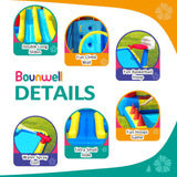 Inflatable Bounce House with Double Slide, Water Bounce Castle with Slide,Water Slide with Splash Pool, Water Cannon, Climbing Wall, Basketball Hoop, Backyard Water Slide for Kids Bounwell