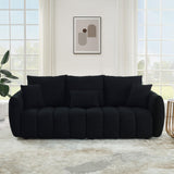 Antetek 82" Modern Sofa Couch, Comfy Deep Seat Teddy Cloud Sofa, Upholstered 3-Seater Boucle Couch, Oversized Loveseat for Living Room, Bedroom, Office, Apartment, Black Antetek