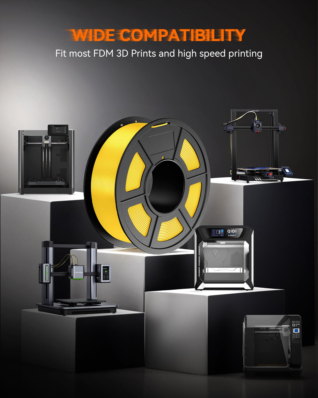 TECBEARS High Speed PLA Plus Filament 1.75mm, High Toughness Rapid PLA+ for Fast Printing up to 600mm/s, 8 Pack 250g Spool, Black+White+Grey+Olive Green+Blue+Pink+Orange+Red TECBEARS