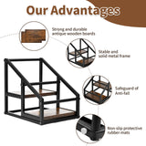 YQBRAO Coffee Syrup Rack Organizer,Liquor Bottle Display Shelf,2-Tier 4 Bottle Stand for Coffee Bar, Kitchen Station, Liquor, Wine, Dressing,Rustic Brown YQBRAO
