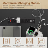 Itaar Farmhouse Executive L Shaped Desk, Home Office Desk with File Drawer and Power Outlet, Computer Corner Desk with Drawers and Storage Cabinet, Workstation for Office Home, White Itaar