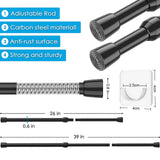 MEXAU 1Pack Spring Tension Curtain Rod 26-39 inch Black Adjustable Spring Rod Extendable Tension Rod For Kitchen, Bathroom, Window, Bookshelf, Closet MEXAU