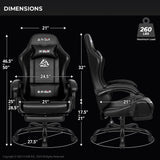 N-GEN Video Gaming Chair with Footrest High Back Ergonomic Comfortable Office Computer Desk with Lumbar Support Height Adjustable with PU Leather Recliner for Adults Women Men (Black) NEO CHAIR