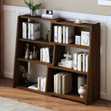 IOTXY Wooden Extendable Shelf Bookcase - 3-Tier Ladder Low Short Bookshelf for Small Space or Corner, Dark Walnut, S IOTXY