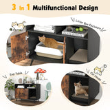 PETSITE Litter Box Enclosure, Wooden Cat Litter Box Furniture Hidden with Shelves & Scratching Pad, Kitty Large Litter Box Washroom Cabinet End Table PETSITE