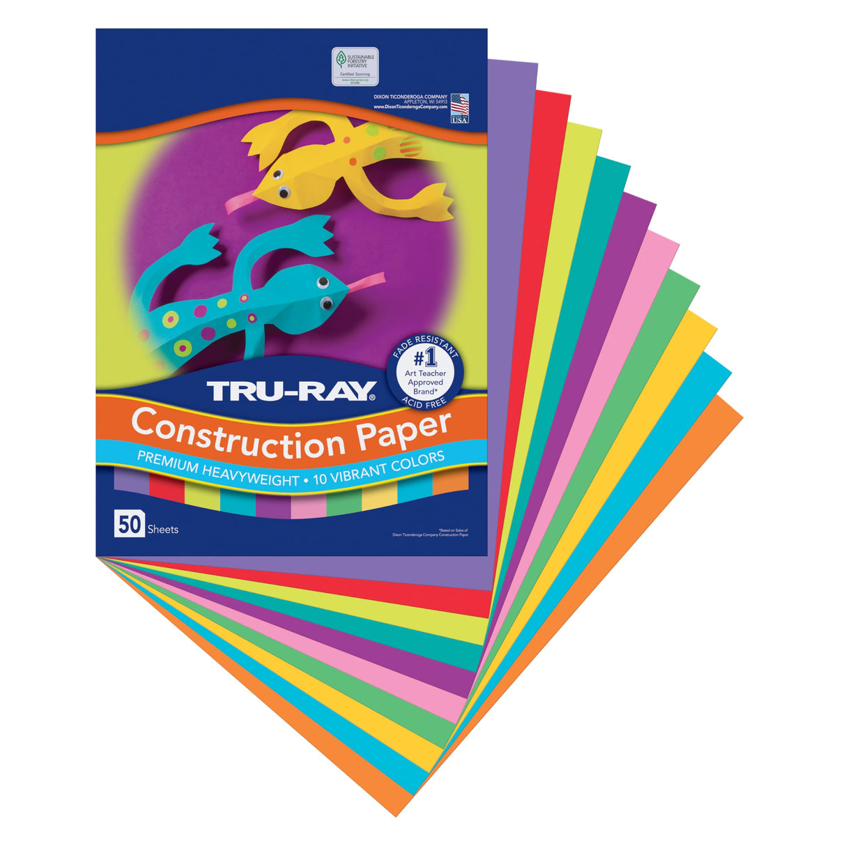 Tru-Ray Construction Paper, 10 Vibrant Colors, 9" x 12", 50 Sheets Tru-Ray