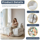 MAXYOYO Folding Sofa Bed, Convertible Sleeper Chair with Pilow Foldable Matress with Back Support, Portable Fold Out Chair Bed Comfy Floor Sofa Lounge for Living Room Bedroom, Beige, Double MAXYOYO