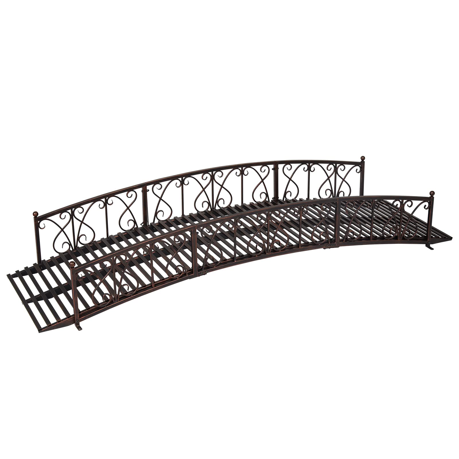 Kinlife 8 FT Metal Arch Garden Bridge – Outdoor Pond Bridge with Safety Side Rails, Decorative Landscaping Footbridge for Backyard, Creek, Lawn, Stream, Fish Pond, Easy Assembly, Black Bronze - WoodArtSupply