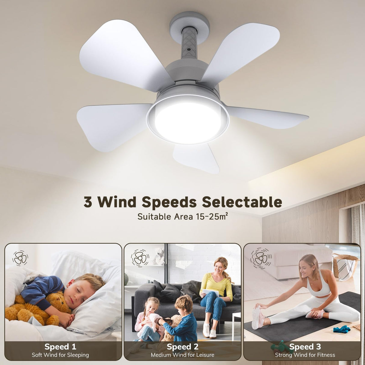 MOTCTQVD Ceiling Fans with Lights and Remote, Ceiling Fan Light 3000K-6000K 3 Colors Dimmable, Modern Ceiling Fan with Light, 1000 Lumens LED Ceiling Fans for Bedroom Garage Kitchen Living Room MOTCTQVD
