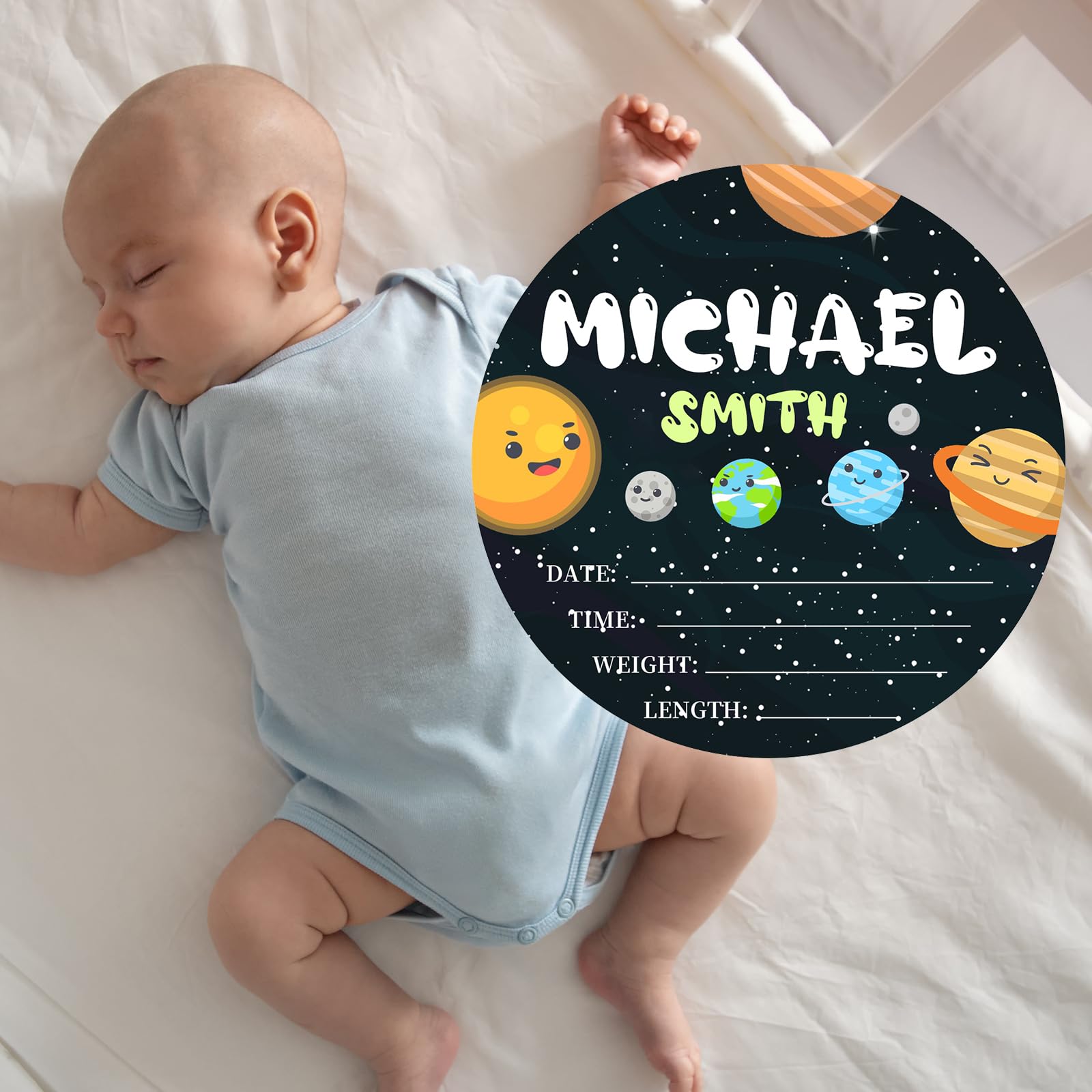 Custom Baby Birth Announcement Sign Personalized Baby Name Signs for Nursery Hospital Boy Girl Customized Newborn Announcement Sign Baby Arrival Sign - WoodArtSupply