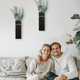 Wall Planters for Indoor Plants - 4 Pack Wood Wall Vases for Dried Flowers & Artificial Plants Modern Farmhouse Wooden Vase for Living Room Bedroom Kitchen Wall Decorations - Black TYLCC