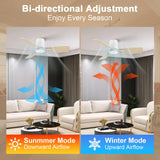Atolit Ceiling Fans with Lights,42 inch,Quiet Reversible Motor,Easy to Install,6 Speeds,3CCT,Timer, White Modern Ceiling Fan for Living Room, Bedroom, Kitchen, Dining room, Office Atolit