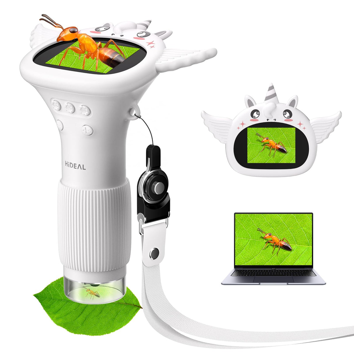 Hideal HP40 IPS Microscope for Kids: [Easy and Fun] 2" Portable Handheld Kids Microscope Miniscope, Pocket Mini Scope Educational Science Kit, Christmas Birthday Gifts for Kids, PC View, White Hideal