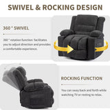 HOMYEDAMIC Recliner Chair Rocker Modern Ergonomic Lounge 360 Degree Swivel Single Sofa Seat Living Room Lounge Recliners (Americana, Grey - Chenille) HOMYEDAMIC
