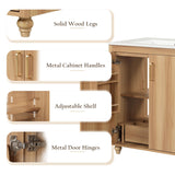 LUMISOL 30" Bathroom Vanity with Sink Combo, Wood Bathroom Storage Cabinet with 1 Drawer and 2 Doors, Multifunctional Racks, Solid Wood Bathroom Vanity with Ceramic Sink, Natural LUMISOL