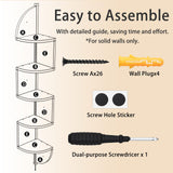 Corner Shelf, 5 Tier Bookshelf with LED Light, Corner Shelf Wall Mounted, Floating Shelves for Wall, Display Stand for Bedroom, Living Room, Bathroom, Home, Office, Black Waipfaru