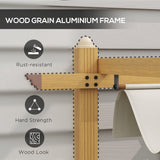 Outsunny 10' x 13' Retractable Pergola Canopy, Wood Grain Aluminum Pergola, Outdoor Sun Shade Shelter for Grill, Garden, Patio, Backyard, Deck, Cream White Outsunny